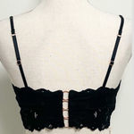 Aerie Black Beach Daze Ribbed Lace Cropped Rose Gold Rings Bra Top Small NWT Photo 0