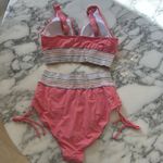 Blooming Jelly NWT Colorblock High Waisted Halter Neck Bikini Coral Pink M Photo 9