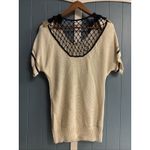 Handmade Vintage Fancy Crochet Ivory Black Gold Boho Hippie Top 40’s 50’s Vibes Sz S Photo 4