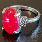 Red sapphire S925 silver ring size 6.5 Photo 2