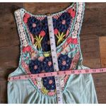 Anthropologie BLUE TASSEL Crochet Back Midi Dress S Mint Green Boho Festival Photo 5