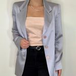 Ellen Tracy Linda Allard  Silk Gray Blue Oversized Blazer Jacket Size 2 Photo 0