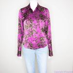 Linda Allard Ellen tracy silk floral print purple shirt, size Petite 2 Photo 12