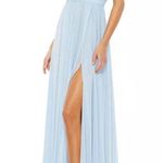 Mac Duggal IEENA Chiffon Plunge Neck Gown in Powder Blue, Size 12 New w/Tag $258 Photo 1