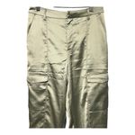House of Harlow 1960 Sage Green Satin Cargo Trousers Straight Leg High-Rise Pant Photo 3
