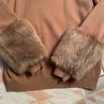 Fur Sleeve Sweater Tan Photo 4