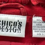 Chico's Vintage  design red leather with fridge detail long sleeve leather jacket Photo 4