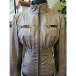 Arden B  Rayon Blend Metallic Golden Blazer Jacket Short sz M Medium Photo 2