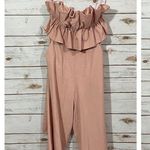 Saints + Secrets Strapless Cropped Linen Jumpsuit - Pink - Small Photo 15