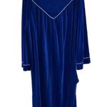 Heather L blue velour embroidered zip front robe vintage housecoat lounge sleep Size L Photo 0