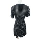 ZARA  Womens Black Polka Dots V-neck Short Sleeve Button Down Mini A-Line Dress S Photo 1