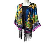 NWT, Sauvage Swim Silk Kimono, One Size Blue Size undefined Photo 4