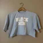 Barstool Sports  "BLOCK HIM" Baby Blue Custom Cropped Tee Size XL Photo 1