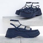 ZARA NWT Women’s Blue Strappy Synthetic Platform Sandals Fisherman Navy EU39 US8 Photo 6