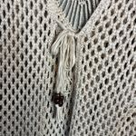 Artesia Crochet Kimono Duster Sz S Tunic Fringe Tie Beaded Boho Festival Hippie Tan Photo 4