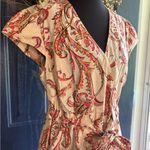 Tommy Hilfiger  Pink and Cream Paisley Midi Dress size L with tie waist Photo 1