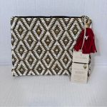 Quagga Green Label Party Clutch Black White Gold Woven Red Tassel Boho Purse Photo 9