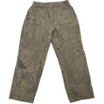 Chico's  Funky Unique Polynesian Novelty Print Ankle Jeans Olive Green size 8 Photo 0