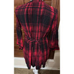 American Rag  Cie Black & Red Plaid Tunic Top sz S pleated button front academia Photo 3