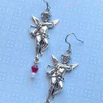 Handmade aesthetic goth vintage romance style Czech glass bead & angel dangle earrings❤️👼✨ Photo 3