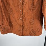 Sag Harbor  Brown Floral Button front shirt jacket 1X faux suede eyelet plus fall Photo 6