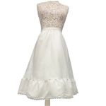 Vintage White Lace Petticoat Slip Skirt Medium Elastic Waist Tulle Ruffle Bridal Photo 1