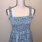 Handmade blue floral smocked summer dress Photo 1