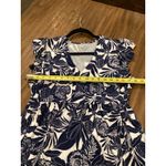 La Mer Luxe blue white floral leaf print cap sleeve midi resort dress S Photo 3