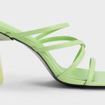 Charles and Keith  Mules Women 37 Green Strappy Transparent Heel Trendy Chic Sandal Photo 0