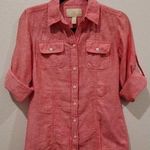 Banana Republic Soft Wash Linen Cotton Red Shirt Photo 0