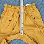 Loft High Rise Paper Bag Straight Leg Crop Pants Yellow Small Elastic Baggy Photo 12
