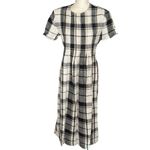 Petite Sophisticate Vintage Black & White Plaid Dress Short Sleeve Midi Cotton Blend Back Tie Sz 14 Photo 1