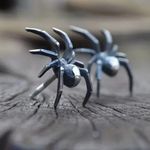 Black Spider Stud Earrings Men Stud Stainless Steel Punk Gothic Unisex Gift Silver Photo 0