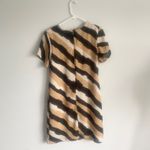 Mlle Gabrielle Vintage Gabrielle Black Tan Cream Striped Short Sleeve Shift‎ Mini Dress Medium Photo 3