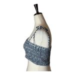 J.Crew  Shirt Women Small Navy Blue White Cotton Gingham‎ Smocked Cropped Top Photo 5