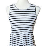 Sanctuary Black and White Striped 100% Linen Keyhole Tank Women's Size XS Indie Photo 0