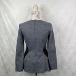 Donna Karan Wool Blend Ruffle Faux Leather Panels Size 4 Blouse Photo 4