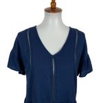 Hem & Thread  Top Small Blue Ruffle Sleeve Textured Boho Lightweight Blouse Photo 1