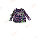 Lucky Brand Navy Blue Floral Blouse Size L Long Sleeve Bohemian Lightweight Top Photo 7