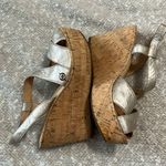 BORN Venetia Panna Cotta Metallic‎ Leather Cork Wedge Platform Sandals Size 6 Photo 8