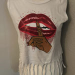 On Fire  Not Today Fringed Tassel Muscle T-shirt M Festival Cowgirl Rocker Boho Photo 0