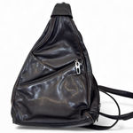 Vintage Black Leather Sling Backpack Purse Bag Women’s Fall Classic Photo 0