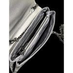 Sondra Roberts CLUTCH HANDBAG Silver Black Clutch Crossbody Faux Suede Purse Photo 2