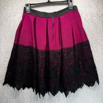 Magenta Pleated Full Skirt Black Floral Butterfly Lace Closet London Whimsigoth Pink Size 8 Photo 1