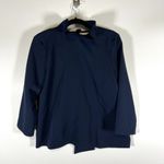 Tuckernuck NEW Navy Faye Preppy Bow Ruffle Collar 3/4 Sleeve Blouse Size Large Blue Photo 2