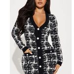 FashionNova Alice Sweater Mini Dress Black White Size Small NWT Photo 0