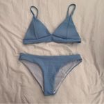 SheIn Rib Seam Detail Triangle Blue Bikini Size M Photo 1