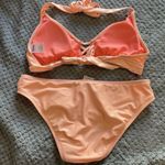 Mossimo Peach Coral Sherbet Orange Julius Color Swimsuit Bikini Halter Set SZ ML Photo 2