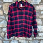 Gap  red & black buffalo plaid button down shirt fitted boyfriend size medium Photo 5