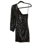 BB Dakota NEW Sequin Skater Sparkle Glitter Embellished One Shoulder Mini Dress Photo 3